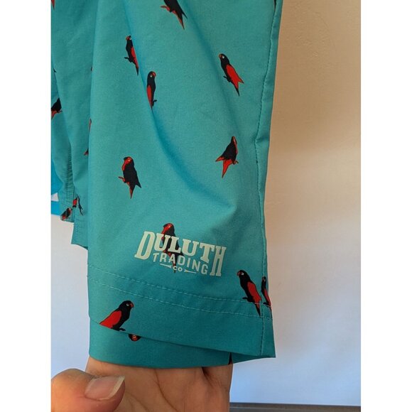 Duluth Trading Parrot Board Shorts Swim Trunks size 38 9" Bull Moose, Bird, Beac - Picture 2 of 4